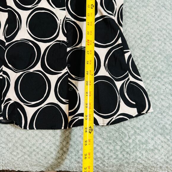 vtg y2k white/black polka dot silky coquette office siren button down blouse xs - Picture 6 of 7